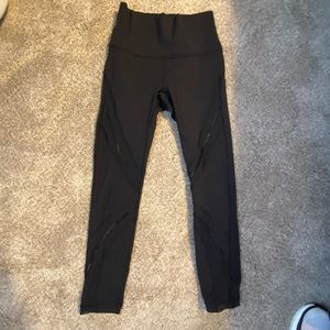 Lululemon Black Long Crop Legging with Mesh Detail